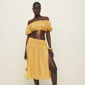 Reformation Valeria Puff Sleeve 2-Piece Set Crop Top + Skirt